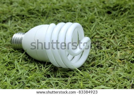 Light bulb on a green grass back to nature concept.