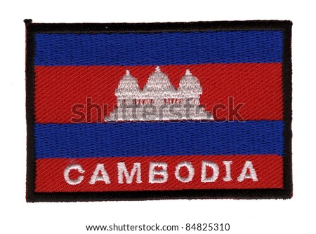 Cambodia  national flag, labels Textile fabrics, On white background