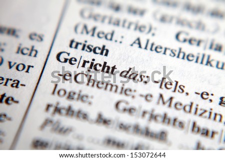 Court - Gericht, word and explanation in German language./Court - Gericht
