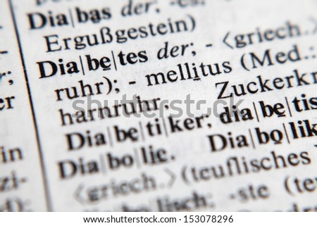 Diabetes, word and explanation in German language./Diabetes mellitus