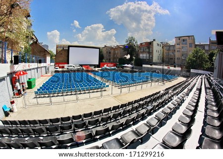 SARAJEVO - AUGUST 17: Open air cinema, minutes before opening of the 19th Sarajevo Film Festival on August 17, 2013 in Sarajevo.