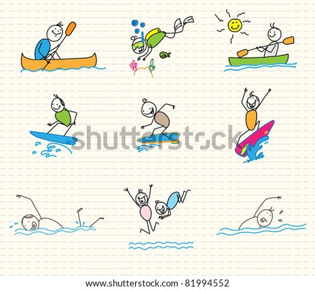 water sports vector doodle