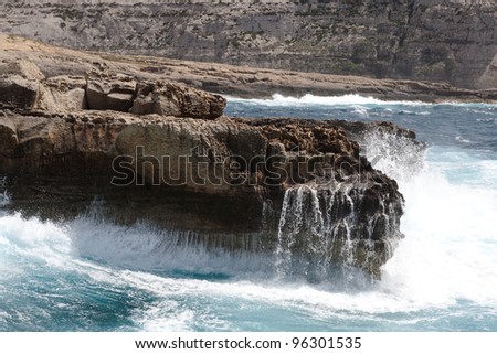 Water Falling off Rock