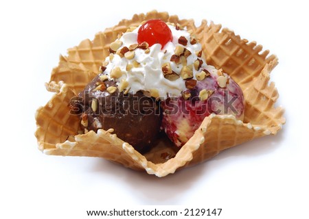 waffle basket with ice-cream