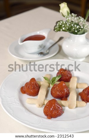 Cream of wheat with a strawberry