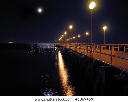 Night photo of seaside