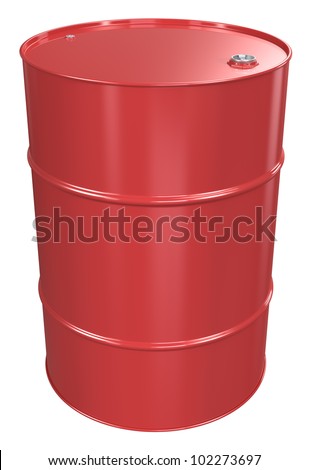 Oil Barrel. Red Oil Barrel, Metal Lid. Isolated.