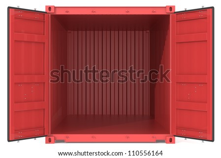 Open Container Red Cargo Container Open Doors Front view Open Container Red Cargo Container Open Doors Front view