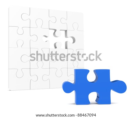 Classic Jigsaw Puzzle. One missing piece, Blue