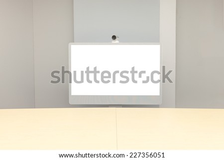 Video Conference room with white screen
