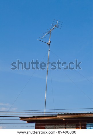 Television and radio antenna on the roof