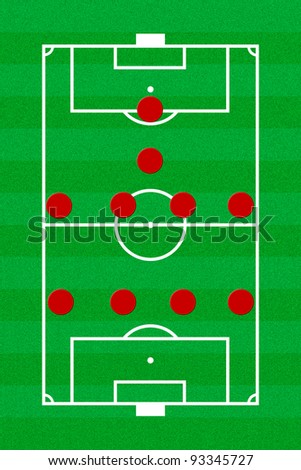 Soccer field layout with formation 4-4-1-1