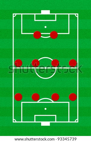 Soccer Field Layout With Formation 4-4-2 Stock Photo 93345739