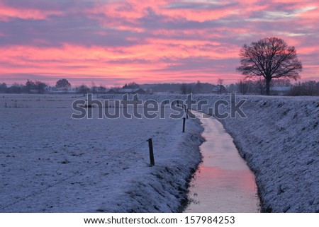 A cold but beautiful sunrise in winter