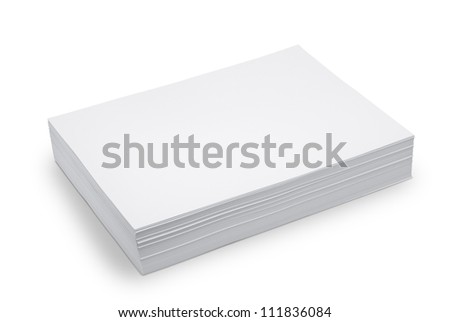 Stack white paper isolated on white background with Clipping Path