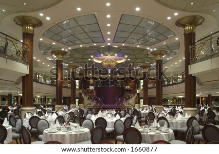 Dining hall in a cruise ship