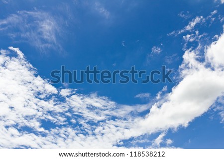 Beautiful blue sky and white clouds with shaped curve