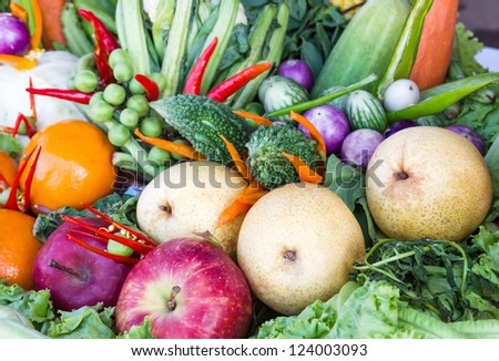 Fresh fruits and vegetables.  Organic healthy vegetables and fruits