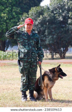 THAILAND- DECEMBER 18: Training Dogs of War, Thailand\'s Army on December 18, 2014 in Saraburi, Thailand.