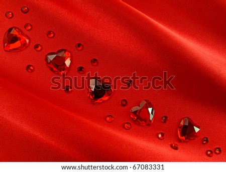 Beautiful red crystal rhinestone hearts on red satin...look for more pretty valentine ideas in my portfolio!