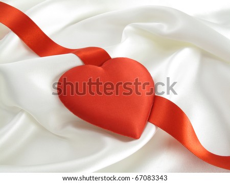 Striking red satin heart on white satin...look for more pretty valentines in my portfolio!