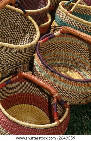 Handmade baskets placed out on display