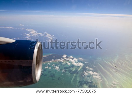Flying over tropical islands