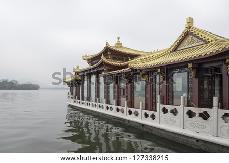 Chinese traditional building, located in Hangzhou West Lake.
