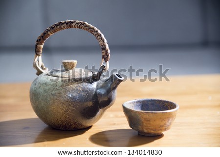 Ceramic teapot and cup