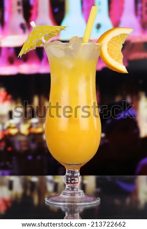Orange juice fruit cocktail drink in a bar or party