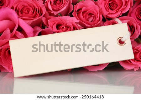 Roses flowers on Valentine\'s or mother\'s day with empty greeting card and copyspace