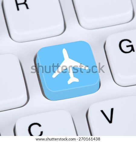 Internet concept booking flights and holidays online e-commerce internet travel shop on computer