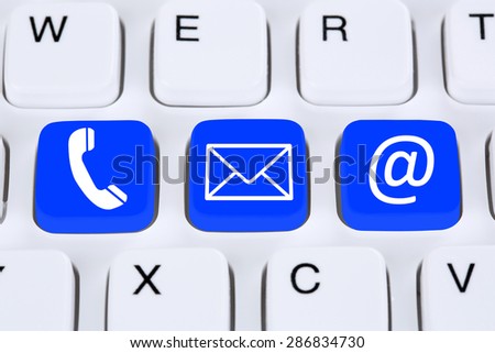 Communication contact by telephone, mail or e-mail online on the internet