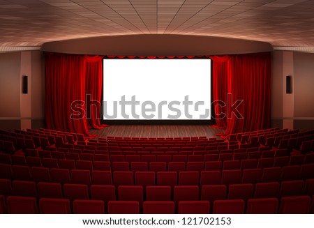 Cinema Stage With Red Curtains