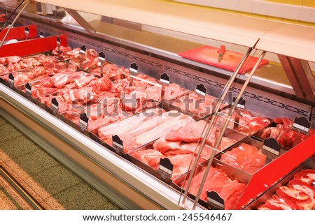 meat department on a market