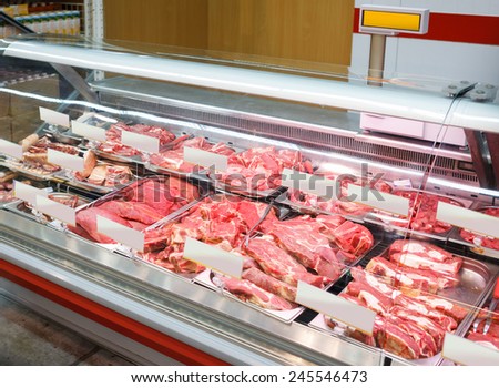 meat products in small butcher shop