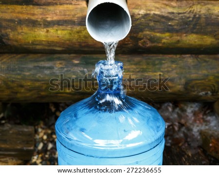 source of spring water source  in plastic bottle