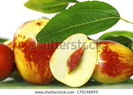 Jujube fruits with sliced one on the front