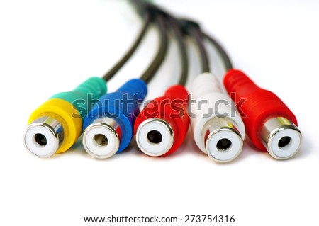 Detail of colorful audio video cable