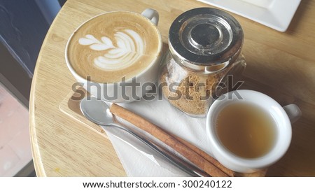 Beautiful Latte art in Latte coffee set