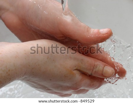 Artist washing her hands