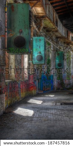 Abandoned Lockschuppen with vents and rails