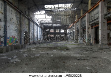 Abandoned large empty warehouse in East Germany