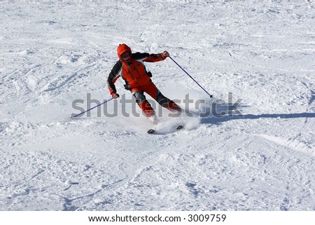 skier slide down on hill