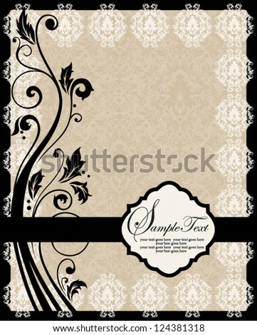 Invitation vintage card with floral ornament Invitation vintage card with floral ornament