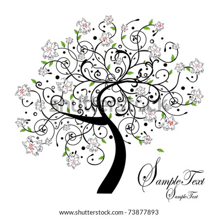 Symbolism Flowers on Abstract Tree With Flowers  Symbol Of Nature Stock Vector 73877893