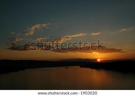 Beautiful sunset over Danube in Novi Sad