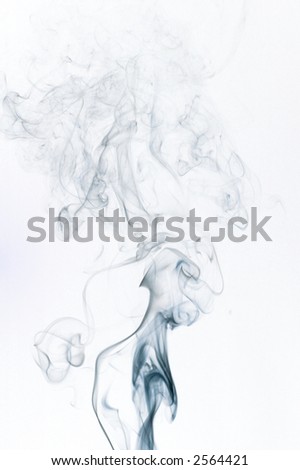 Cyan smoke abstraction on white background