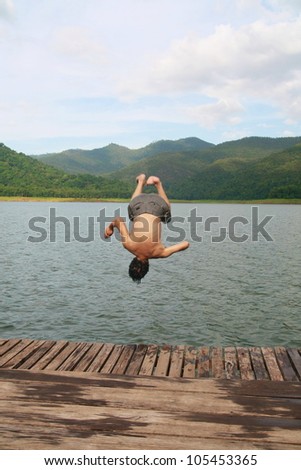 a man jump to river