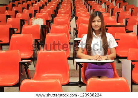asia women student in university room